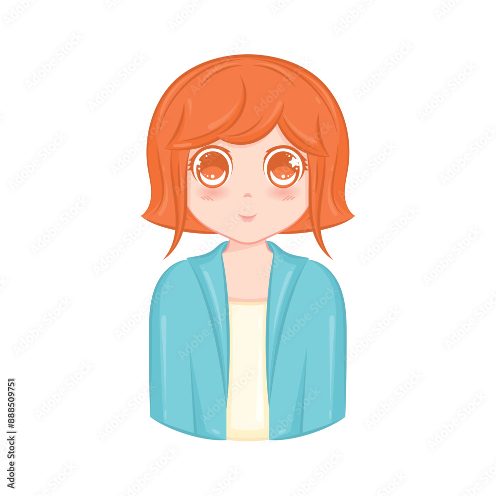 Cute kawaii girl cartoon character Vector illustration Cute kawaii girl cartoon character Vector illustration