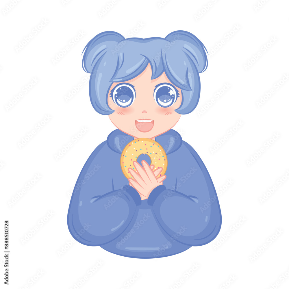 Cute kawaii girl cartoon character Vector illustration Cute kawaii girl cartoon character Vector illustration