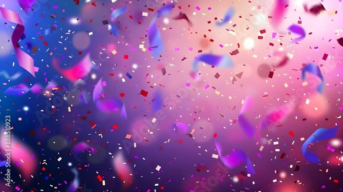 Celebration background template with confetti and balloons