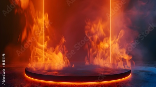 Fire and lava podium in 3D product render