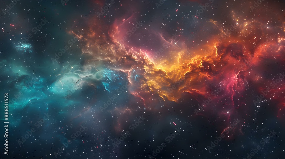 Fototapeta premium Colorful nebula in deep space - wallpaper design