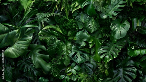 Dark green plants in lush foliage background