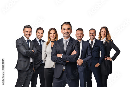 group of business professionals dressed in formal attire isolated on transparent background photo