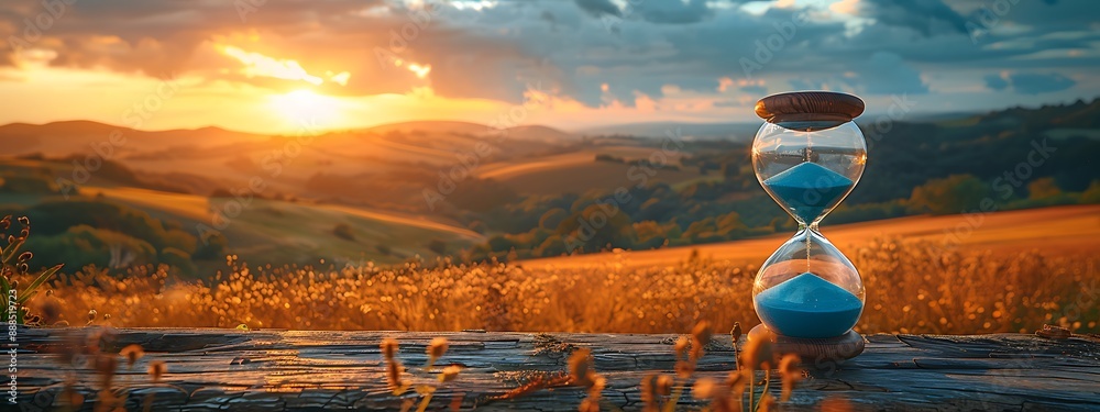 Slow life background with copy space, slowlife with an hourglass and a ...