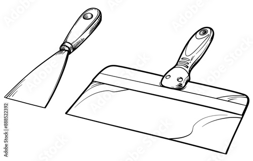 Putty knife isolated on white background. Repair and construction tools. Vector illustration.
