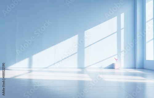 empty room with rays of light, minimalist design of relaxing atmosphere © ahsart