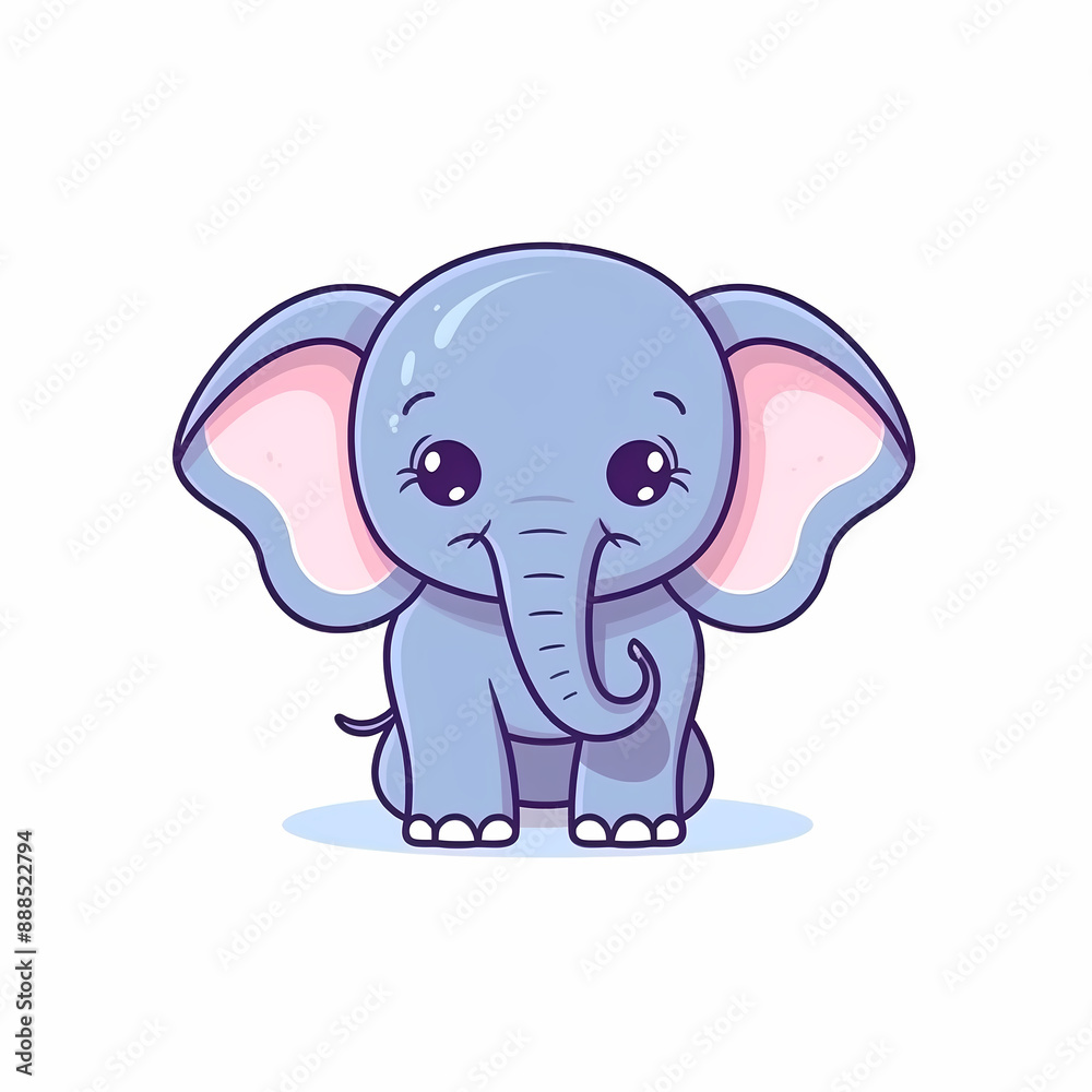 Naklejka premium Cute cartoon elephant illustration. Generative AI.