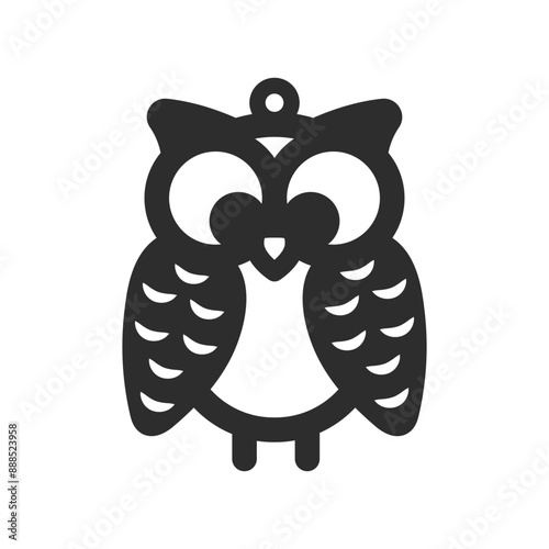 Vector design with owl shape for earrings, pendant, bracelet or keychain. Cutout silhouette, jewelry cnc laser cut template for metal, wood or leather. Beautiful hanging bijouterie