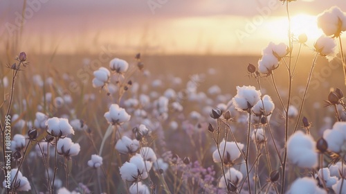 Cotton Field at Sunset