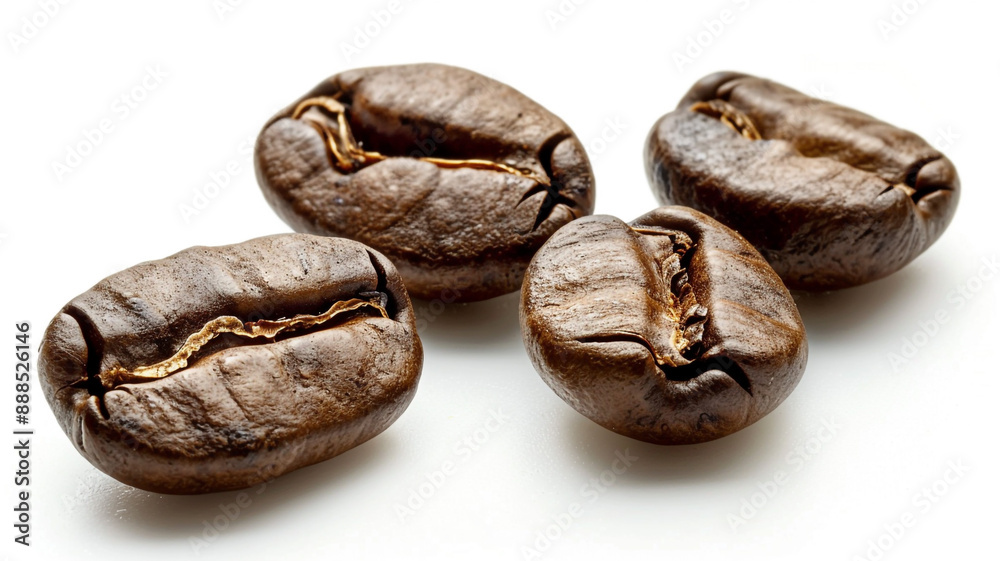A close up of a bunch of coffee beans on a white background. coffee beans, close-up, white background, coffee bean close-up, roasted coffee beans, coffee bean texture, coffee bean background,
