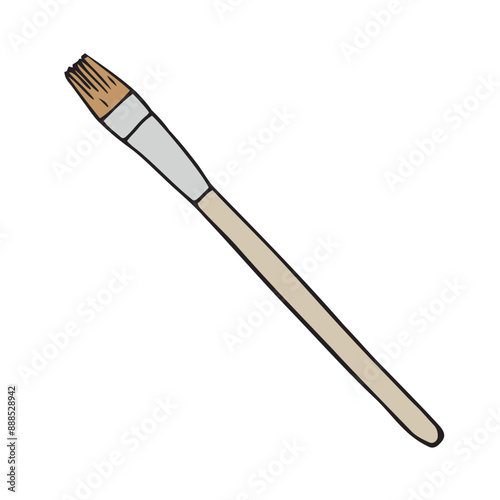 Vector hand drawn sketch doodle colored paint brush isolated on white background