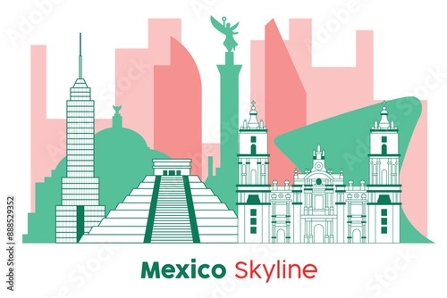 Mexico skyline Modern cityscape Vector illustration