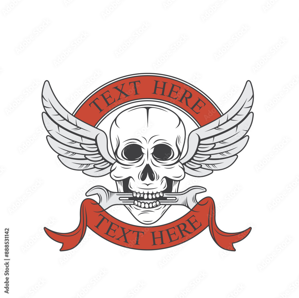 Fototapeta premium illustration of mechanical skull, vector art.
