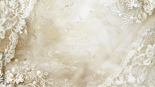 Elegant Edwardian Background with Delicate Lace Patterns and a Pearlescent White Frame