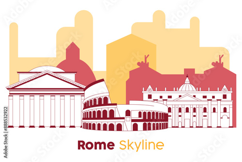 Photography Rome skyline Modern cityscape Vector illustration
