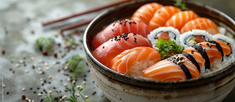 Close-up of a Bowl of Fresh Salmon Sushi Close-up of a Bowl of Fresh Salmon Sushi