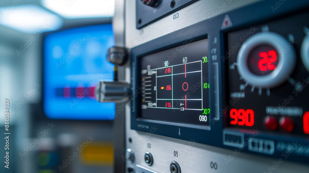 Close up detail of Electrical device meter panel Monitor Close up detail of Electrical device meter panel Monitor