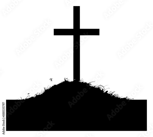 silhouette of a cross on the mountain