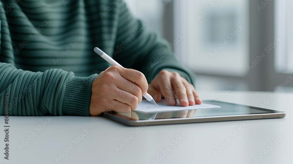 Hands of a business executive using a stylus on a digital tablet to sign documents, highlighting the role of technology in modern business processes. Height Resolution Photo, , Minimalism, Hands of a business executive using a stylus on a digital tablet to sign documents, highlighting the role of technology in modern business processes. Height Resolution Photo, , Minimalism,