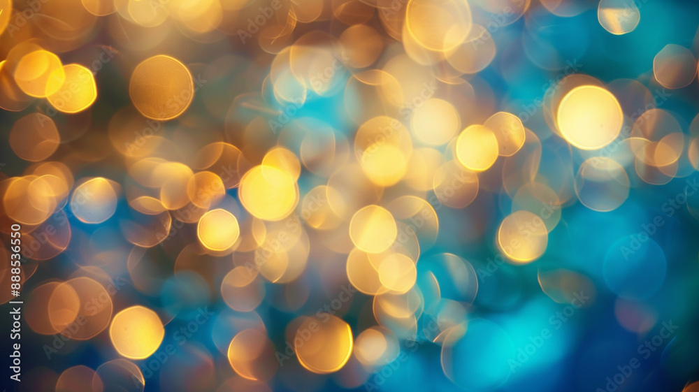 Abstract blurred of blue and silver glittering shine bulbs lights backgroundblur of Christmas wallpaper decorations conceptxmas holiday festival backdropsparkle circle lit celebrations display.