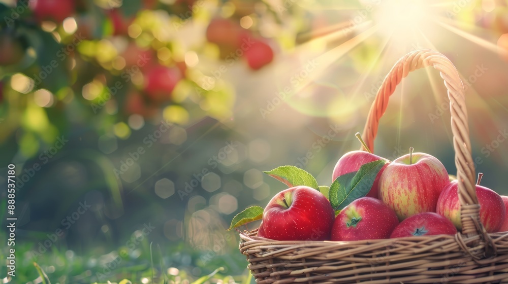 Fresh Red Apples in Wicker Basket Fresh Red Apples in Wicker Basket