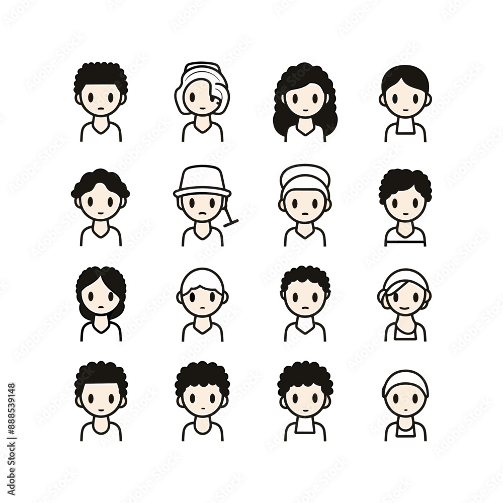 Simple nurse icons, simple black outline only, white background, vector graphic Simple nurse icons, simple black outline only, white background, vector graphic