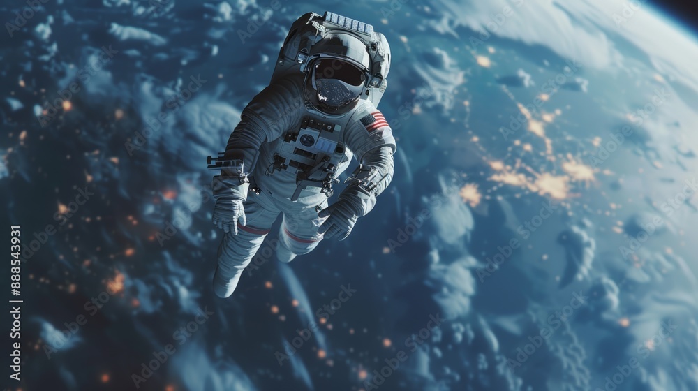 Photo of an astronaut in space astronaut in orbit around the earth Realistic science fiction art Space fantasy image with astronauts Photo of an astronaut in space astronaut in orbit around the earth Realistic science fiction art Space fantasy image with astronauts