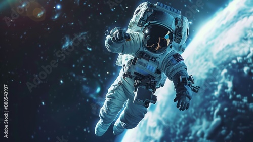 Photo of an astronaut in space astronaut in orbit around the earth Realistic science fiction art Space fantasy image with astronauts