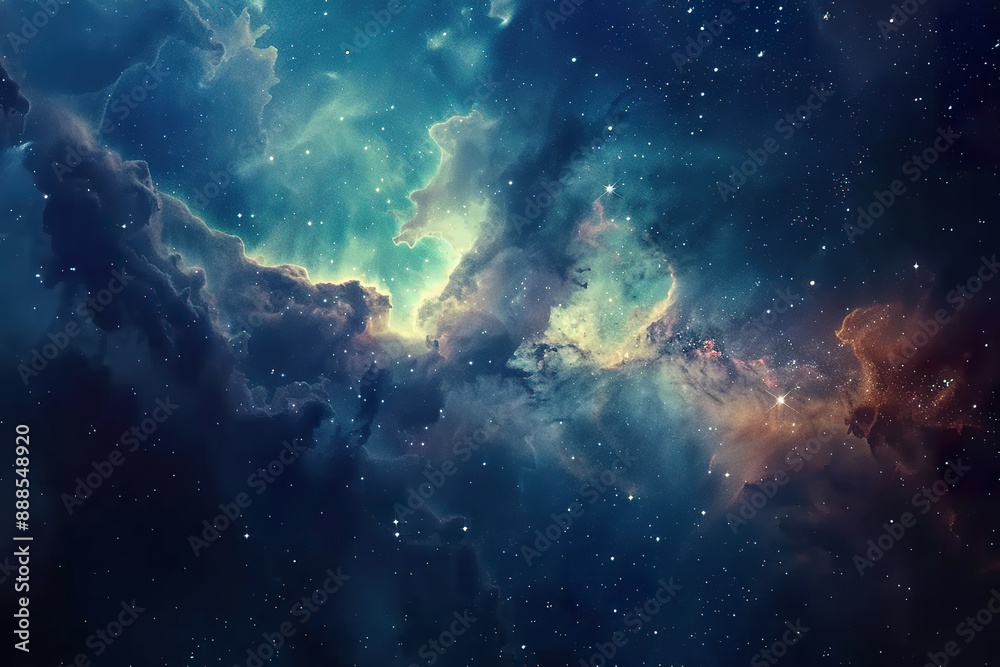 Fototapeta premium A purple galaxy with many stars and clouds.