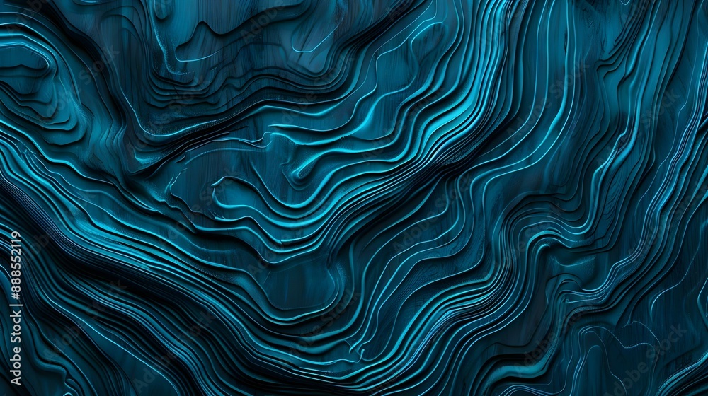 Obraz premium Blue wood pattern with wavy lines and swirls