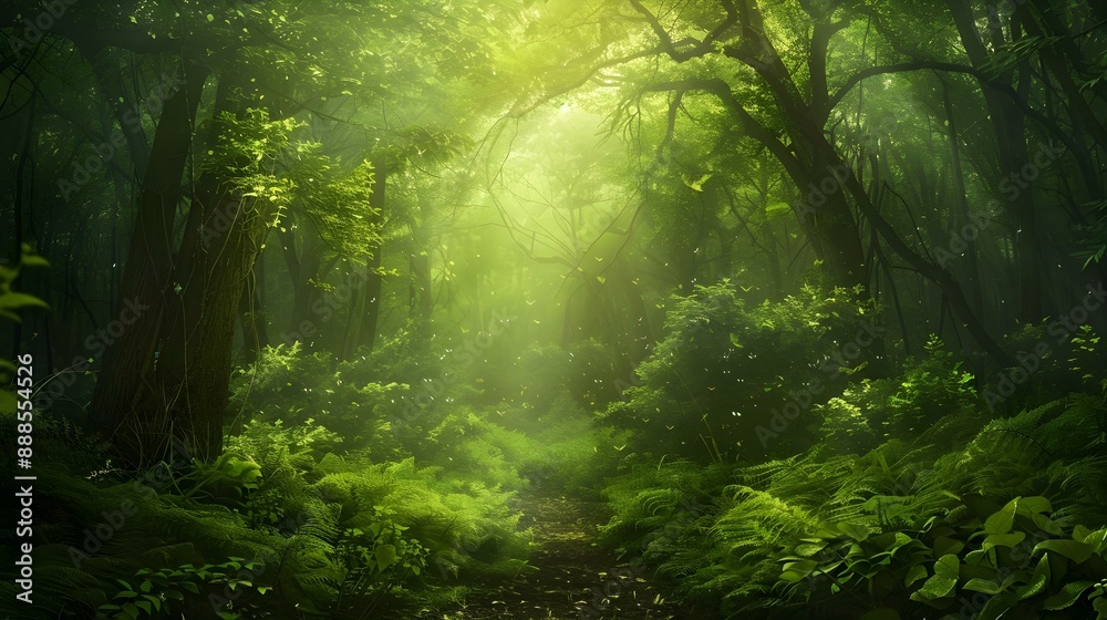 Obraz premium Beautiful fantasy green forest