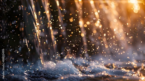 Wallpaper Mural Close-up of sparkling waterfall water droplets Torontodigital.ca