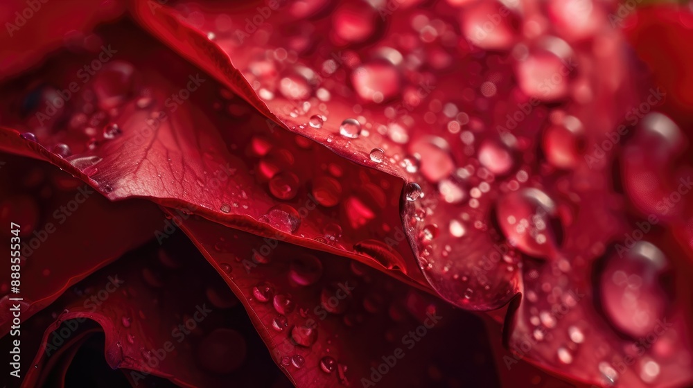 Macro shot of a red rose petal with dewdrops glistening AI generated Macro shot of a red rose petal with dewdrops glistening AI generated