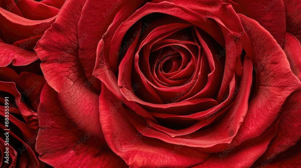 Naklejka premium Red rose close-up capturing its natural beauty and elegance AI generated