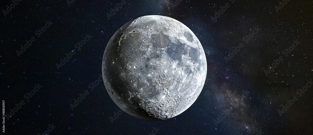 Fototapeta premium Starry Moonlit Space with Earth A Celestial Journey Through the Cosmos and Planetary Beauty
