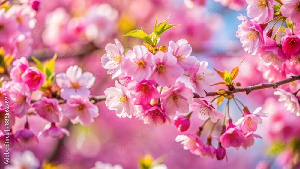 Pink cherry blossom flowers blooming on a tree with blurry background in spring, cherry blossom, pink, flowers, blooming, tree Pink cherry blossom flowers blooming on a tree with blurry background in spring, cherry blossom, pink, flowers, blooming, tree