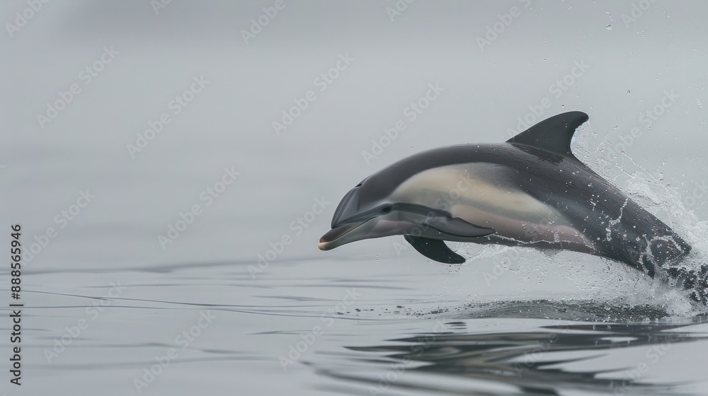 Capture the grace of a dolphin leaping out of the water