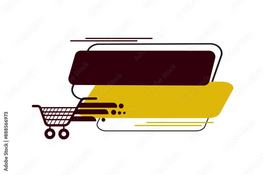 Blank sale banner design with a shopping cart icon. 