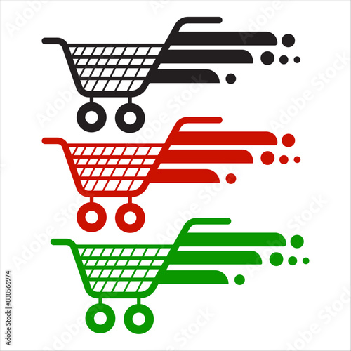 Colorful shopping carts set. vector illustration. 