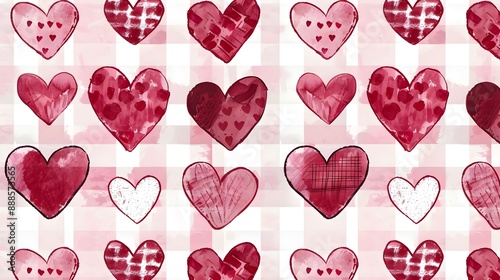 Red love heart seamless pattern illustration