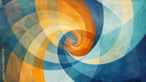 Abstract spiral path leads to shining light, symbolizing teshuvah for Yom Kippur, Jewish symbols blend with modern design for Day of Atonement reflection