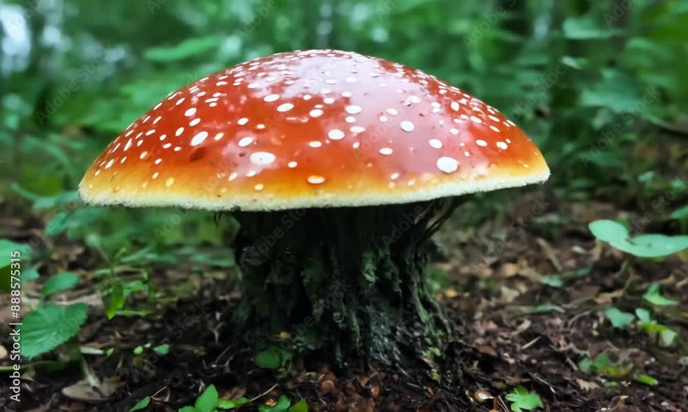 Generative ai motion animation of a Amanita muscaria mushroom Generative ai motion animation of a Amanita muscaria mushroom