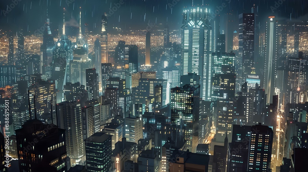 Panoramic view of city skyline at night Panoramic view of city skyline at night
