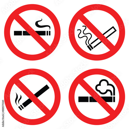 Free Download no smoking sign with burning cigarettes and smoke prohibition and health risk illustration set - GFXLoad