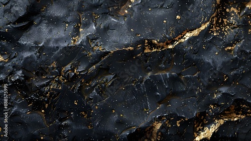 Texture of a black stone with gold flecks