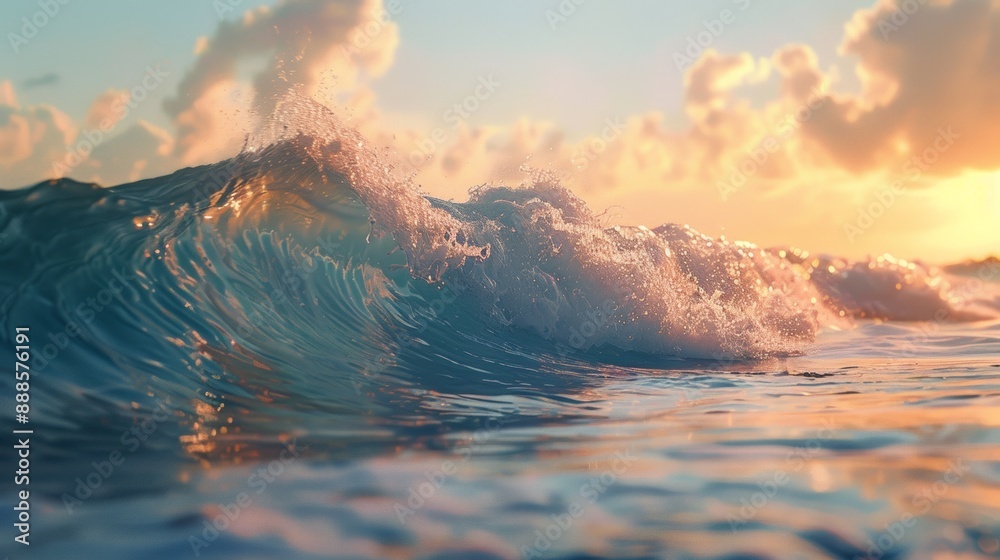 Fototapeta premium colorful sea waves The sea is crest-shaped. sunset light