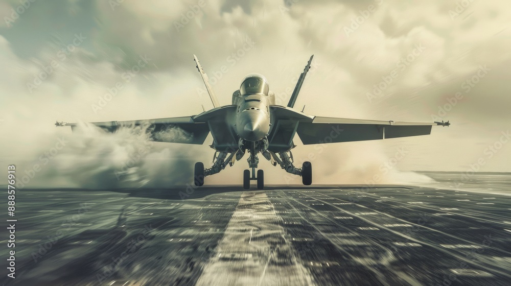 Combat military fighter jet takes off quickly at high speed from the runway. To track and attack the target Combat military fighter jet takes off quickly at high speed from the runway. To track and attack the target