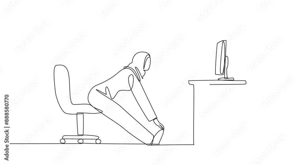 Animated self drawing of continuous one line drawing Arabian woman ...