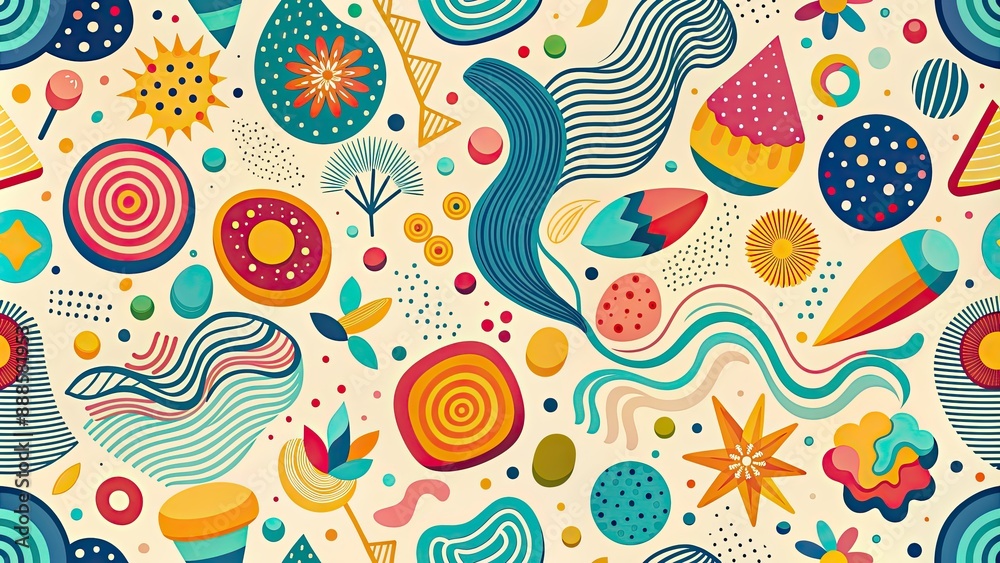 Colorful abstract shapes and lines on a light background, creating a playful and whimsical pattern, abstract, colorful Colorful abstract shapes and lines on a light background, creating a playful and whimsical pattern, abstract, colorful
