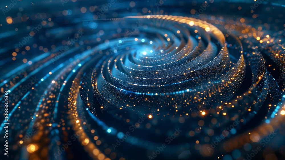 Abstract Swirling Blue Digital Vortex with Particle Effects.. Abstract Swirling Blue Digital Vortex with Particle Effects..